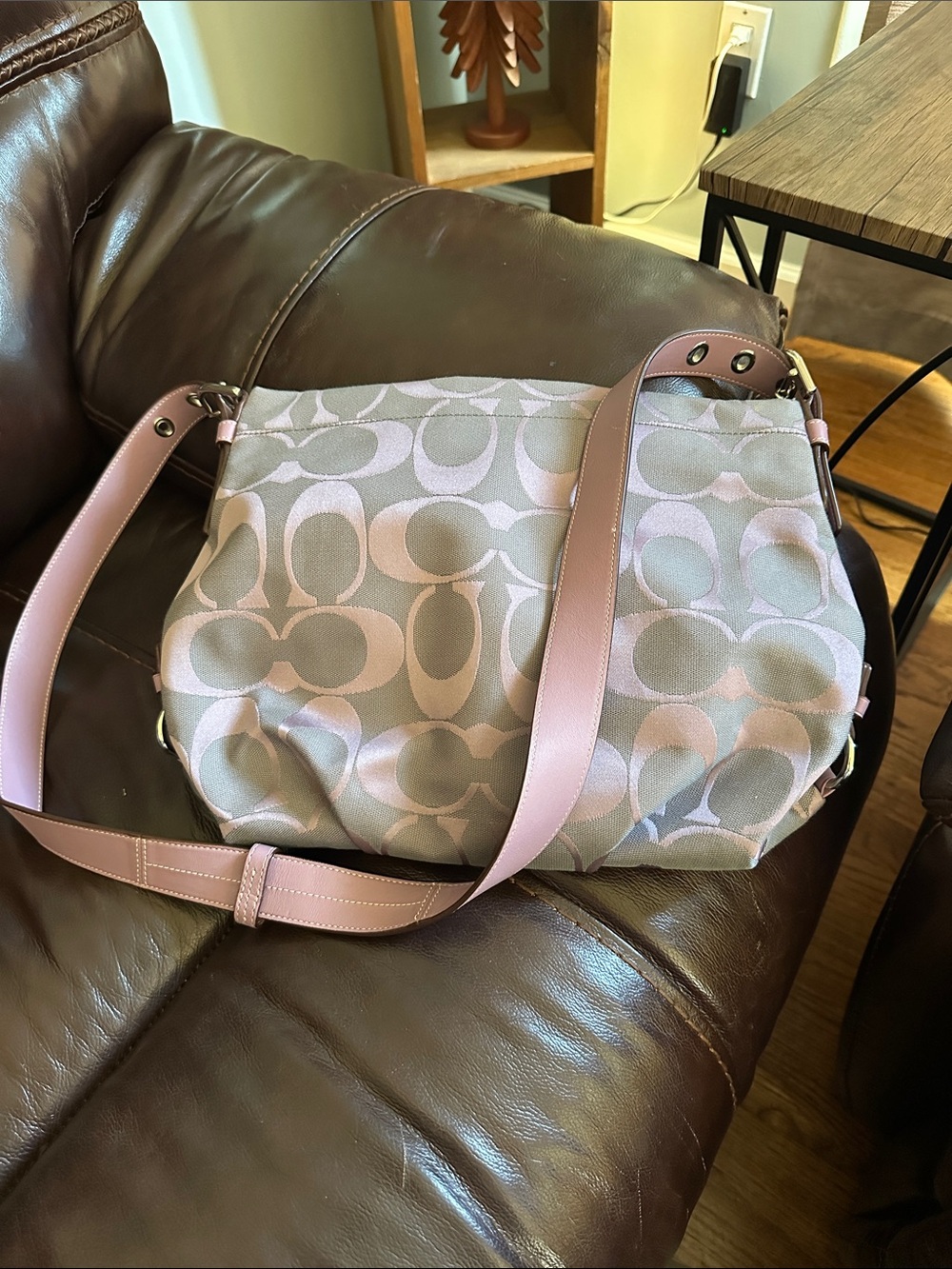 Coach Lilac Signature Jacquard Shoulder Bag